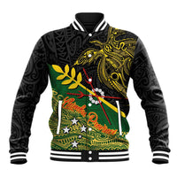 Personalized Chimpu Province Papua New Guinea Baseball Jacket Bird-of-paradise Art Tattoo and Melanesian Motifs LT03 Unisex Black - Polynesian Pride