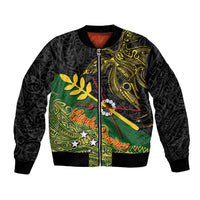 Personalized Chimpu Province Papua New Guinea Bomber Jacket Bird-of-paradise Art Tattoo and Melanesian Motifs LT03 Unisex Black - Polynesian Pride