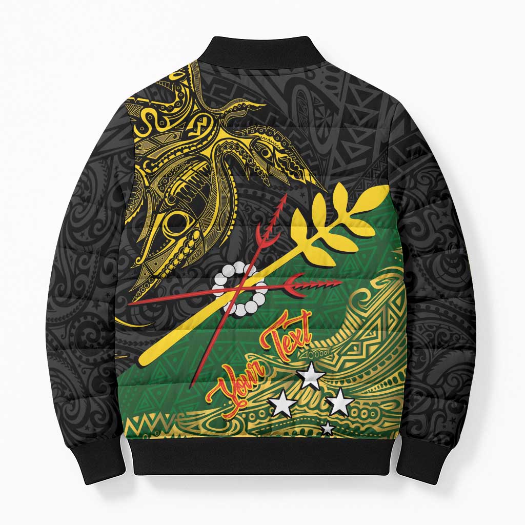 Personalized Chimpu Province Papua New Guinea Bomber Puffer Jacket Bird-of-paradise Art Tattoo and Melanesian Motifs - Polynesian Pride