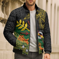 Personalized Chimpu Province Papua New Guinea Bomber Puffer Jacket Bird-of-paradise Art Tattoo and Melanesian Motifs - Polynesian Pride