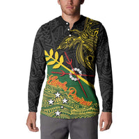 Personalized Chimpu Province Papua New Guinea Button Sweatshirt Bird-of-paradise Art Tattoo and Melanesian Motifs - Polynesian Pride
