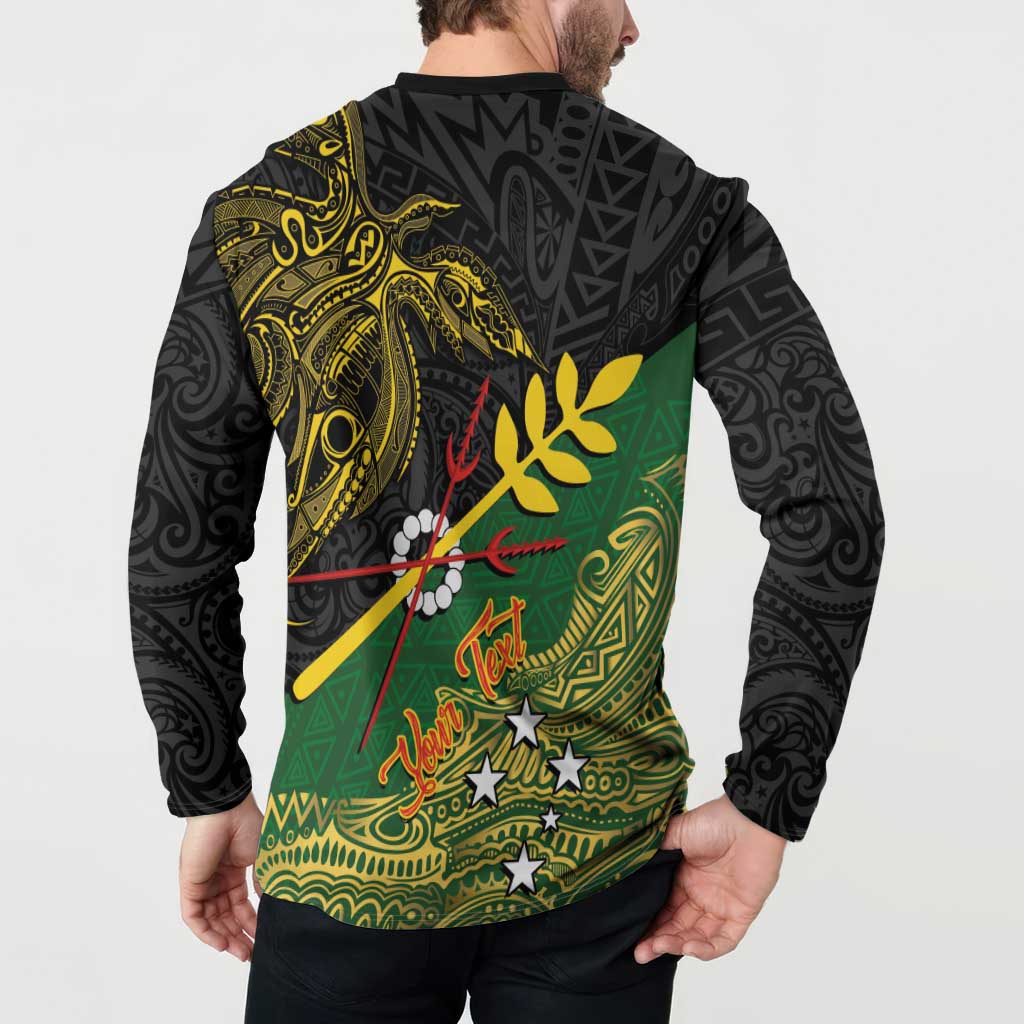 Personalized Chimpu Province Papua New Guinea Button Sweatshirt Bird-of-paradise Art Tattoo and Melanesian Motifs - Polynesian Pride
