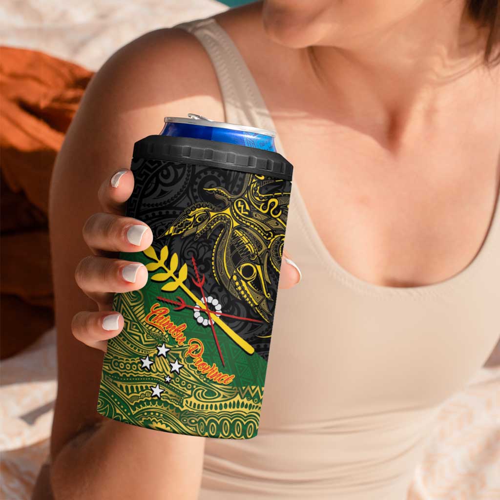 Chimpu Province Papua New Guinea 4 in 1 Can Cooler Tumbler Bird-of-paradise Art Tattoo and Melanesian Motifs - Polynesian Pride