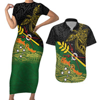 Personalized Chimpu Province Papua New Guinea Couples Matching Short Sleeve Bodycon Dress and Hawaiian Shirt Bird-of-paradise Art Tattoo and Melanesian Motifs - Polynesian Pride