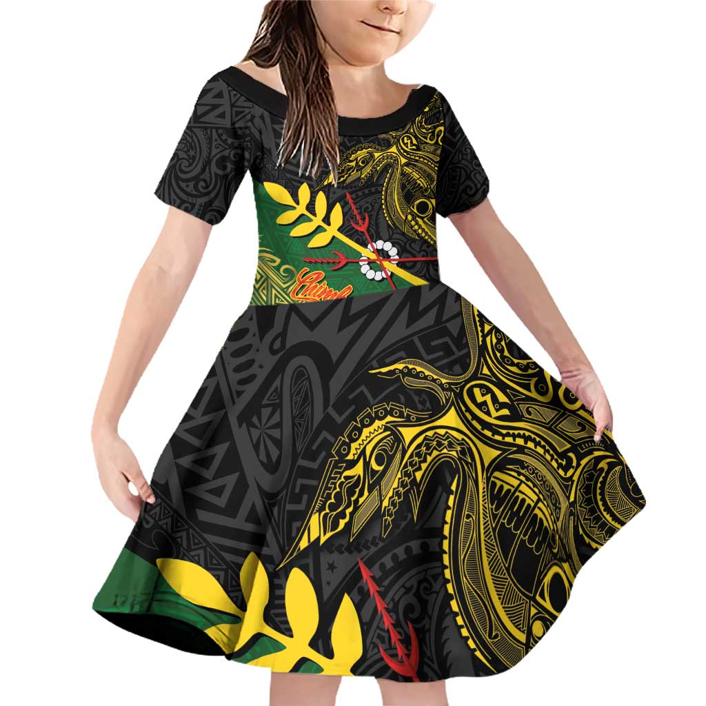 Personalized Chimpu Province Papua New Guinea Family Matching Off Shoulder Short Dress and Hawaiian Shirt Bird-of-paradise Art Tattoo and Melanesian Motifs - Polynesian Pride