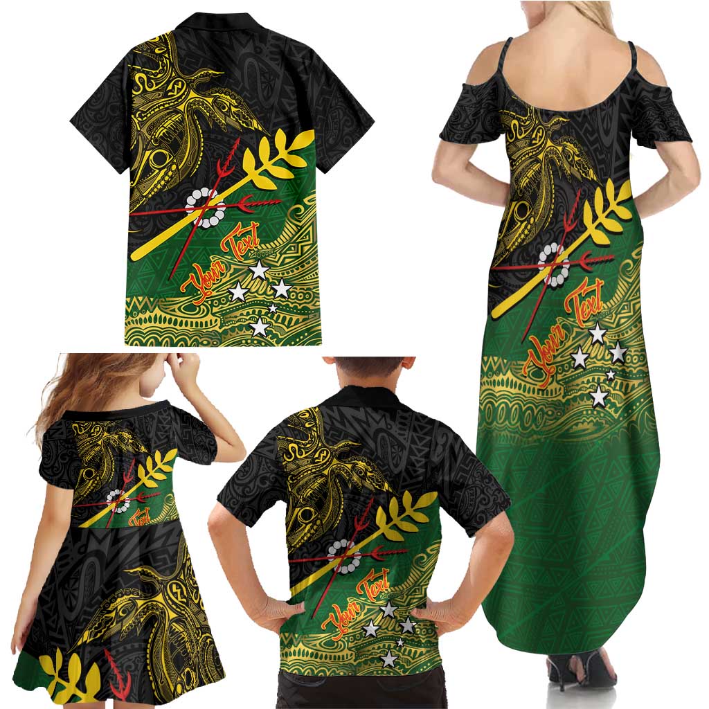 Personalized Chimpu Province Papua New Guinea Family Matching Summer Maxi Dress and Hawaiian Shirt Bird-of-paradise Art Tattoo and Melanesian Motifs - Polynesian Pride