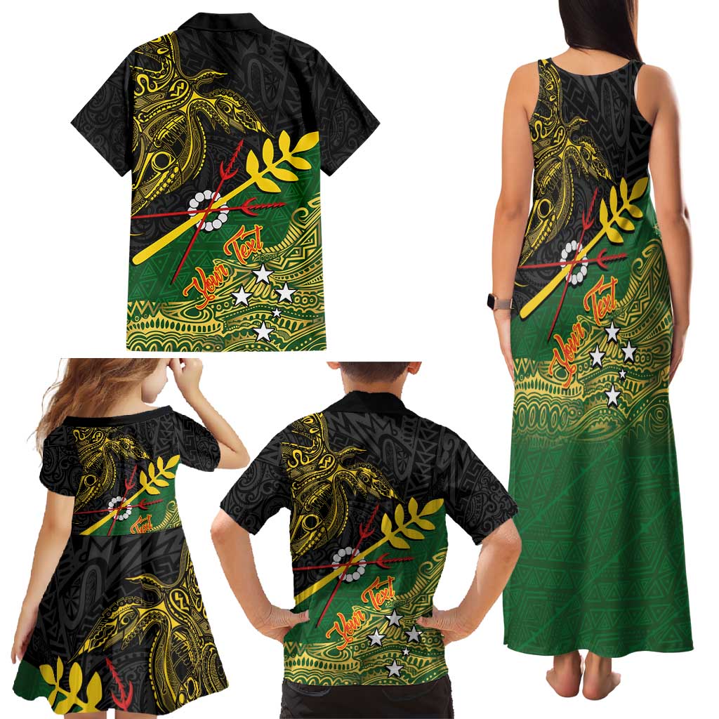 Personalized Chimpu Province Papua New Guinea Family Matching Tank Maxi Dress and Hawaiian Shirt Bird-of-paradise Art Tattoo and Melanesian Motifs - Polynesian Pride