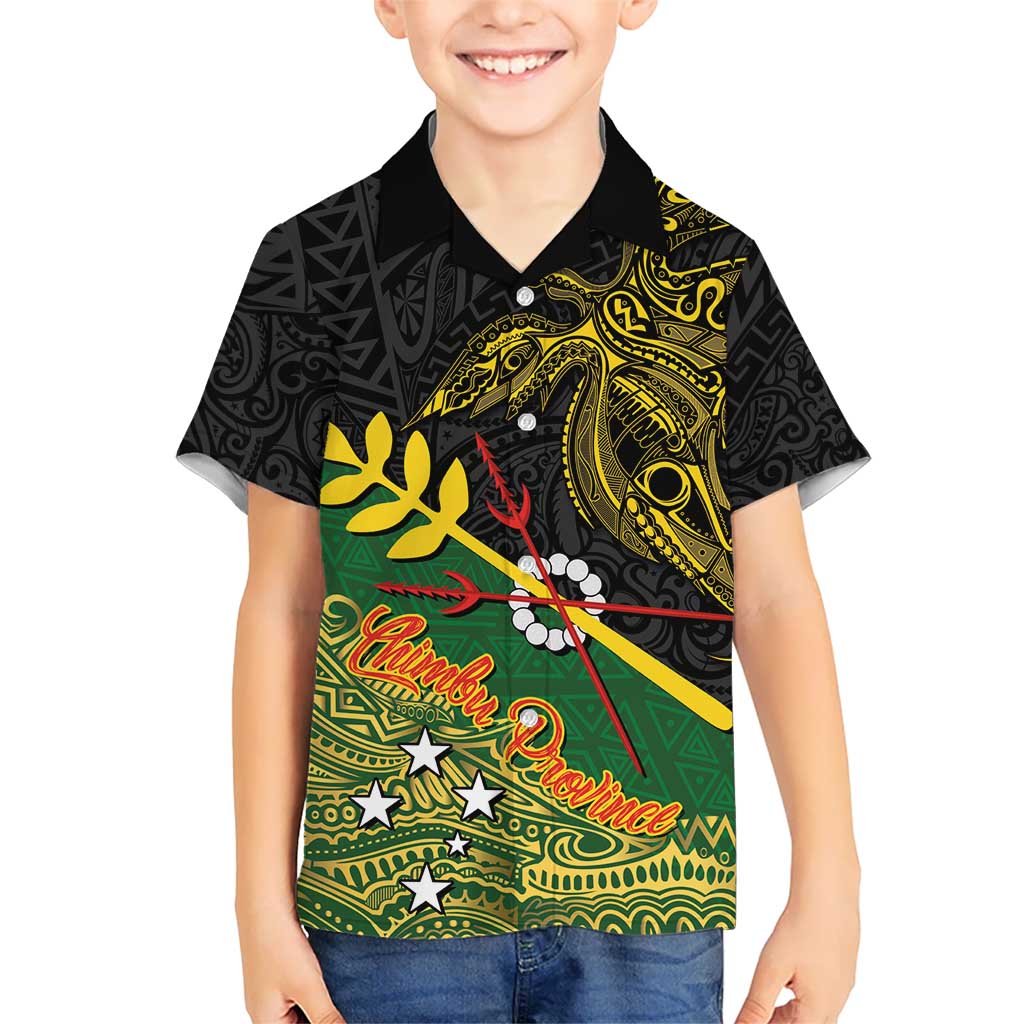 Personalized Chimpu Province Papua New Guinea Kid Hawaiian Shirt Bird-of-paradise Art Tattoo and Melanesian Motifs - Polynesian Pride