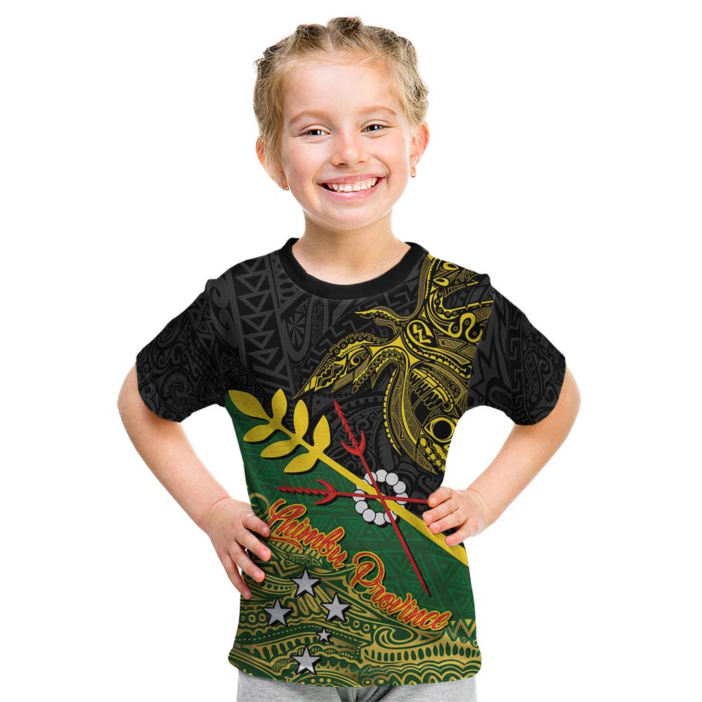 Personalized Chimpu Province Papua New Guinea Kid T Shirt Bird-of-paradise Art Tattoo and Melanesian Motifs - Polynesian Pride