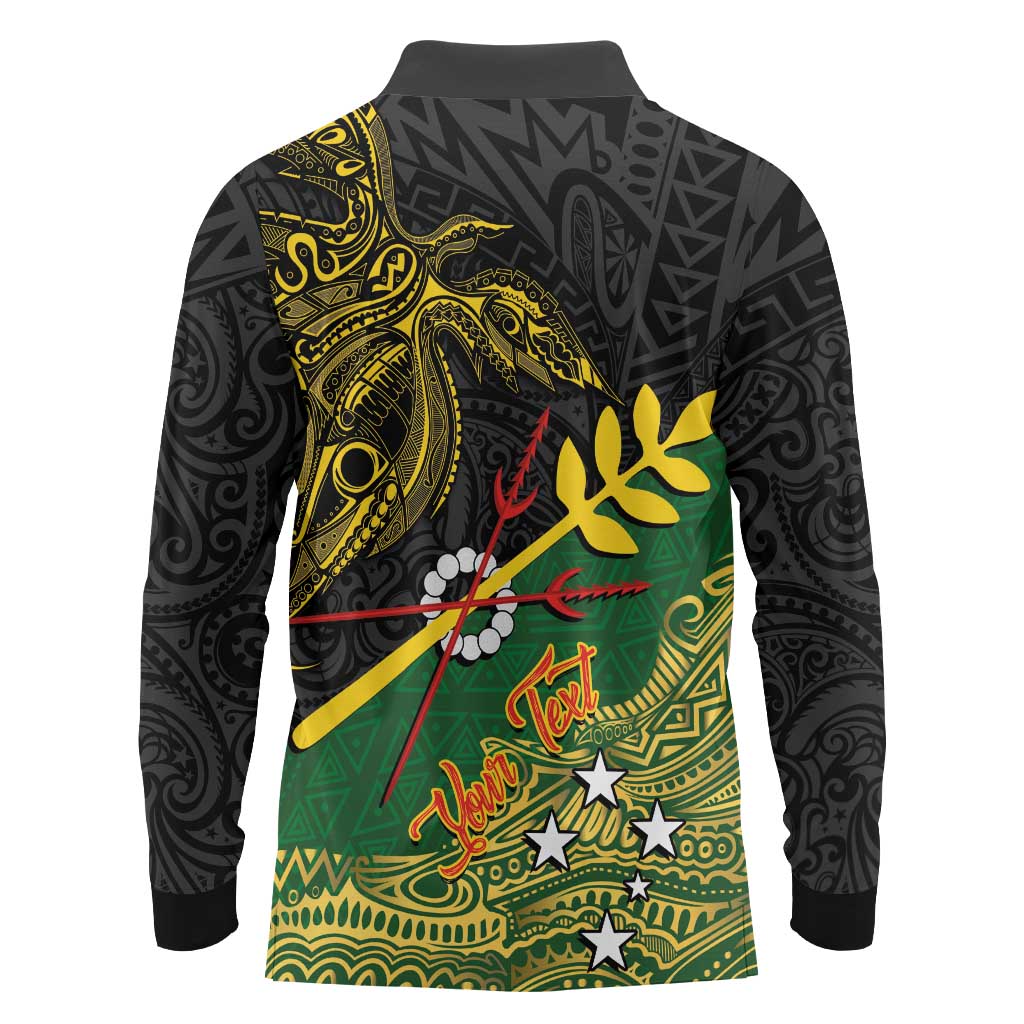 Personalized Chimpu Province Papua New Guinea Long Sleeve Polo Shirt Bird-of-paradise Art Tattoo and Melanesian Motifs - Polynesian Pride