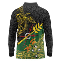 Personalized Chimpu Province Papua New Guinea Long Sleeve Polo Shirt Bird-of-paradise Art Tattoo and Melanesian Motifs - Polynesian Pride