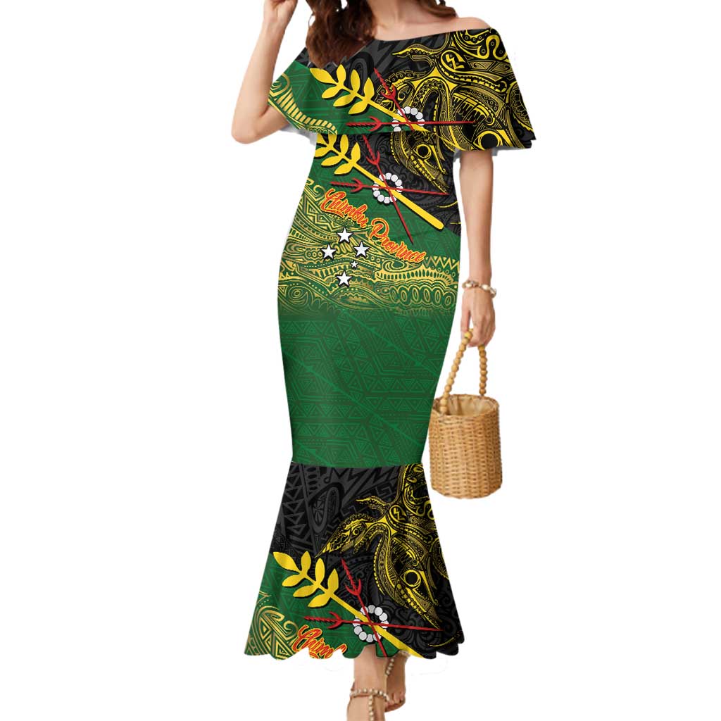Personalized Chimpu Province Papua New Guinea Mermaid Dress Bird-of-paradise Art Tattoo and Melanesian Motifs LT03 Women Black - Polynesian Pride