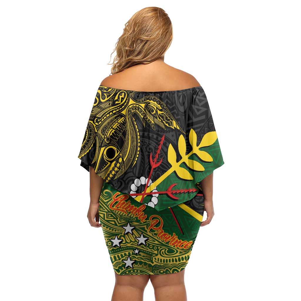 Personalized Chimpu Province Papua New Guinea Off Shoulder Short Dress Bird-of-paradise Art Tattoo and Melanesian Motifs LT03 - Polynesian Pride