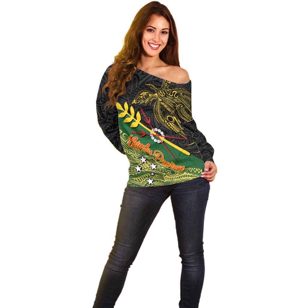 Personalized Chimpu Province Papua New Guinea Off Shoulder Sweater Bird-of-paradise Art Tattoo and Melanesian Motifs LT03 - Polynesian Pride
