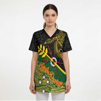 Personalized Chimpu Province Papua New Guinea Scrub Top Bird-of-paradise Art Tattoo and Melanesian Motifs - Polynesian Pride