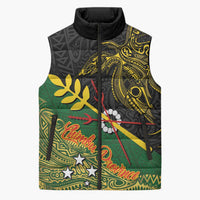 Personalized Chimpu Province Papua New Guinea Sleeveless Puffer Jacket Bird-of-paradise Art Tattoo and Melanesian Motifs - Polynesian Pride