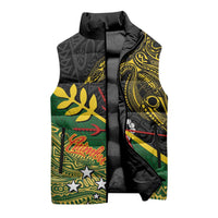 Personalized Chimpu Province Papua New Guinea Sleeveless Puffer Jacket Bird-of-paradise Art Tattoo and Melanesian Motifs - Polynesian Pride