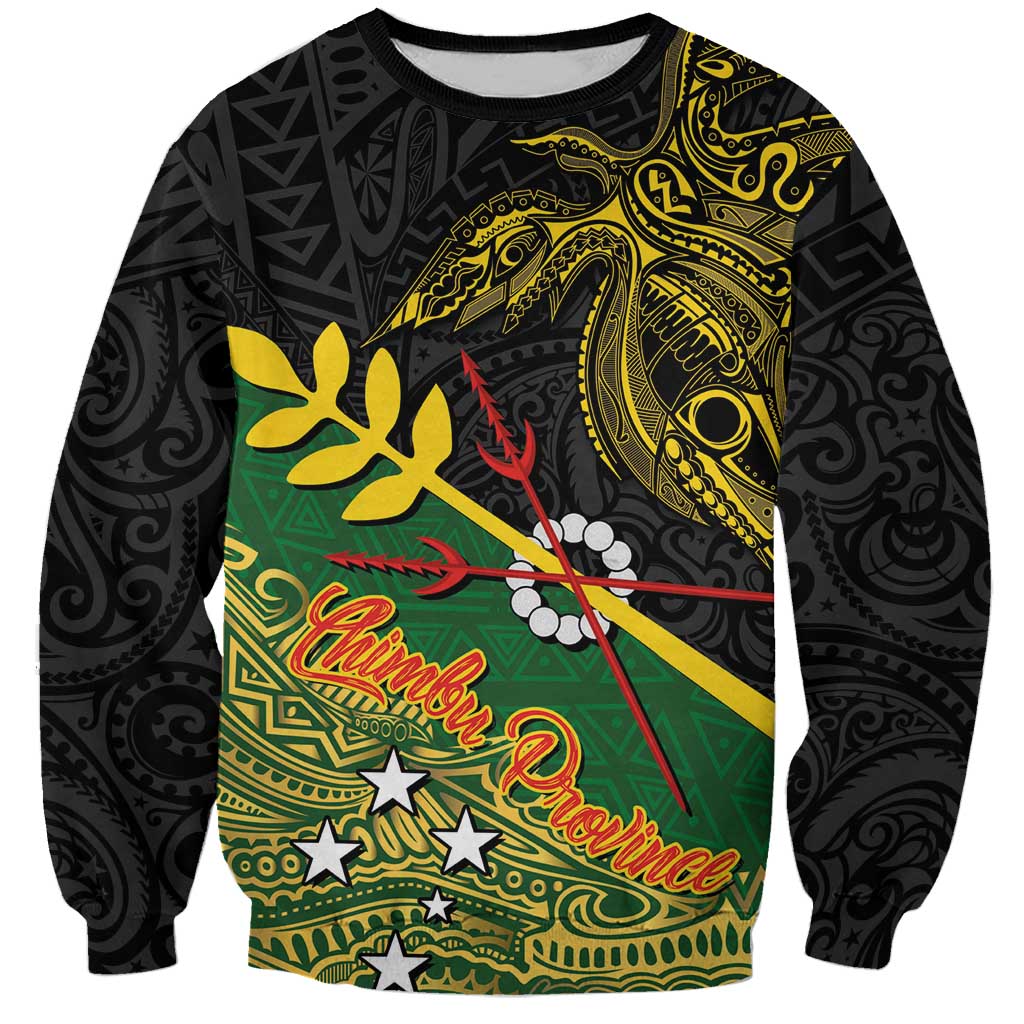 Personalized Chimpu Province Papua New Guinea Sweatshirt Bird-of-paradise Art Tattoo and Melanesian Motifs LT03 Unisex Black - Polynesian Pride