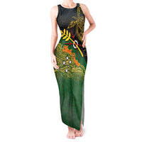 Personalized Chimpu Province Papua New Guinea Tank Maxi Dress Bird-of-paradise Art Tattoo and Melanesian Motifs LT03 Women Black - Polynesian Pride
