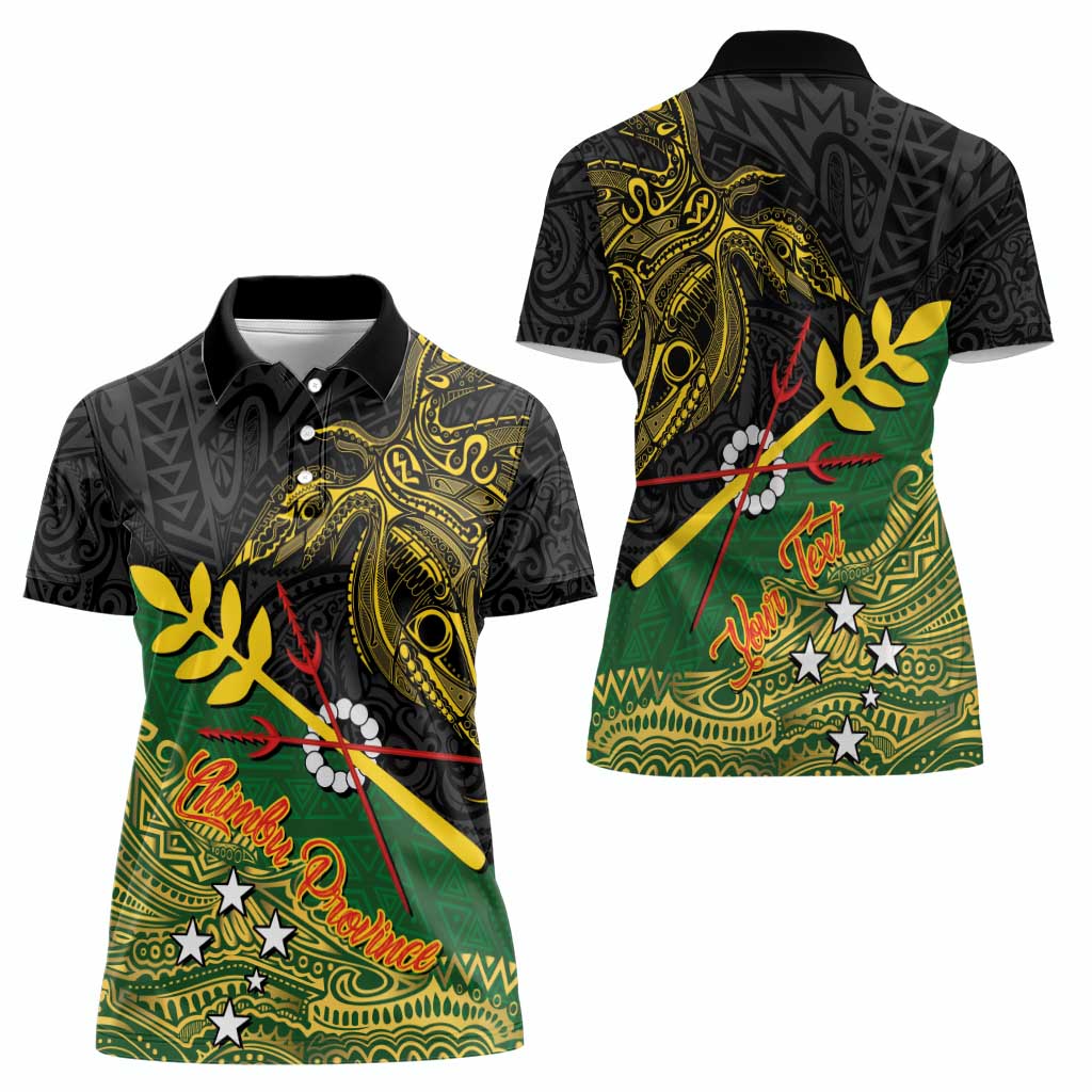 Personalized Chimpu Province Papua New Guinea Women Polo Shirt Bird-of-paradise Art Tattoo and Melanesian Motifs - Polynesian Pride