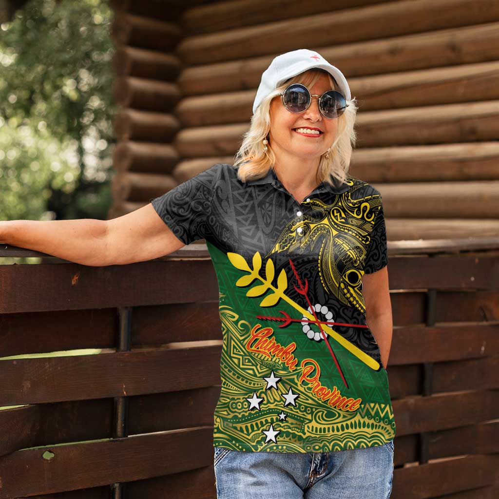Personalized Chimpu Province Papua New Guinea Women Polo Shirt Bird-of-paradise Art Tattoo and Melanesian Motifs - Polynesian Pride
