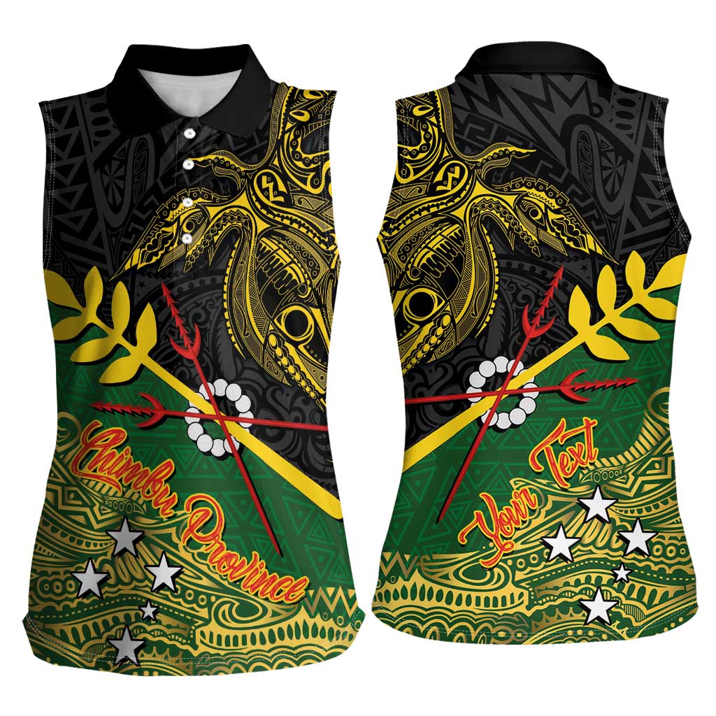 Personalized Chimpu Province Papua New Guinea Women Sleeveless Polo Shirt Bird-of-paradise Art Tattoo and Melanesian Motifs - Polynesian Pride