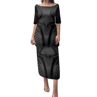 Hawaiian Kakau Art Tattoos Aquaman Style Family Matching Puletasi and Hawaiian Shirt Special Edition LT03 Mom's Dress Black - Polynesian Pride