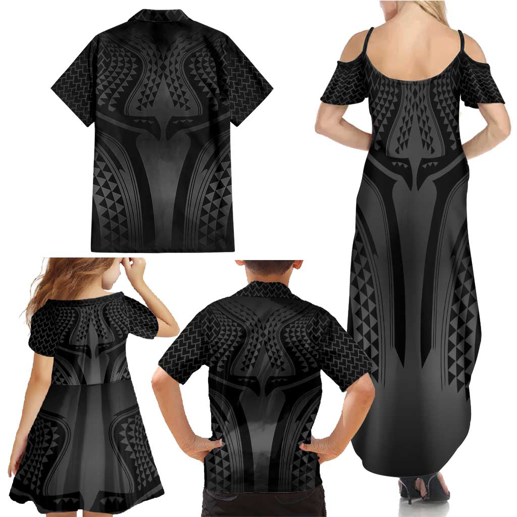 Hawaiian Kakau Art Tattoos Aquaman Style Family Matching Summer Maxi Dress and Hawaiian Shirt Special Edition LT03 - Polynesian Pride