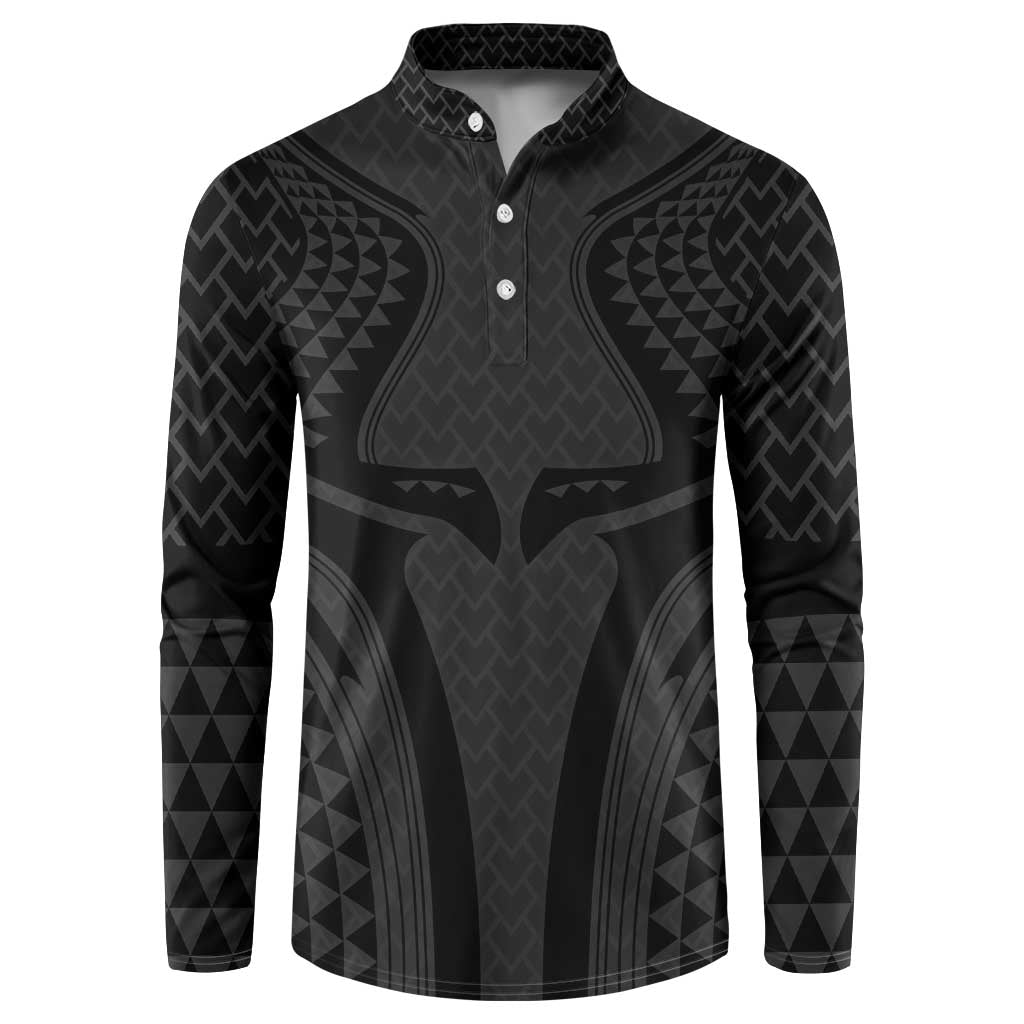 Hawaiian Kakau Art Tattoos Aquaman Style Button Sweatshirt Black Version - Polynesian Pride
