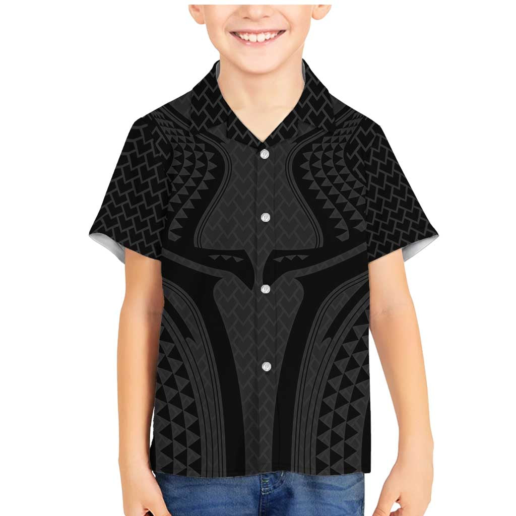 Hawaiian Kakau Art Tattoos Aquaman Style Family Matching Mermaid Dress and Hawaiian Shirt Black Version LT03 Son's Shirt Black - Polynesian Pride