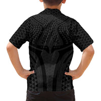 Hawaiian Kakau Art Tattoos Aquaman Style Family Matching Off Shoulder Maxi Dress and Hawaiian Shirt Black Version LT03 - Polynesian Pride