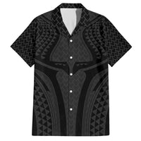 Hawaiian Kakau Art Tattoos Aquaman Style Family Matching Short Sleeve Bodycon Dress and Hawaiian Shirt Black Version LT03 Dad's Shirt - Short Sleeve Black - Polynesian Pride