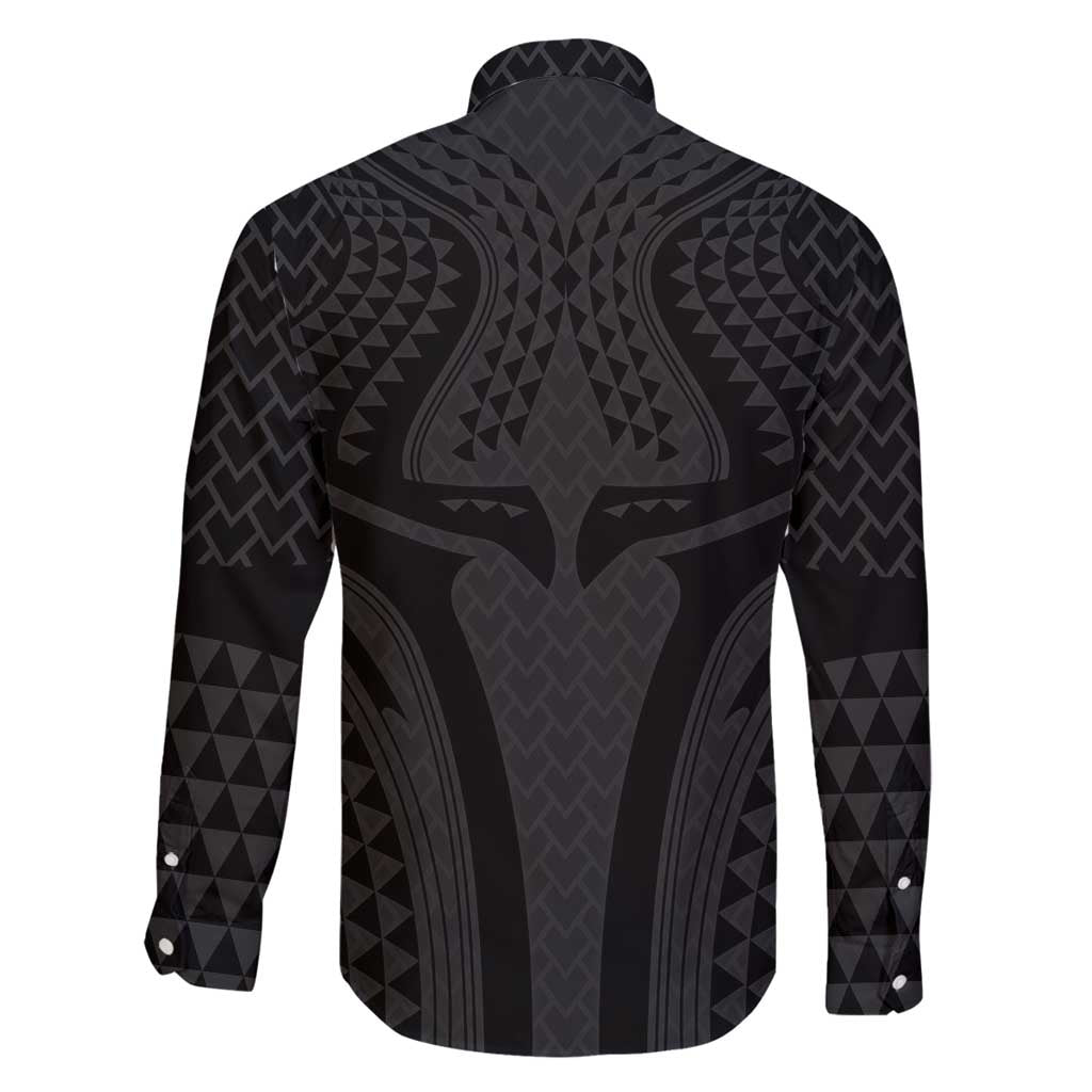 Hawaiian Kakau Art Tattoos Aquaman Style Family Matching Summer Maxi Dress and Hawaiian Shirt Black Version LT03 - Polynesian Pride