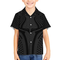Hawaiian Kakau Art Tattoos Aquaman Style Family Matching Summer Maxi Dress and Hawaiian Shirt Black Version LT03 Son's Shirt Black - Polynesian Pride