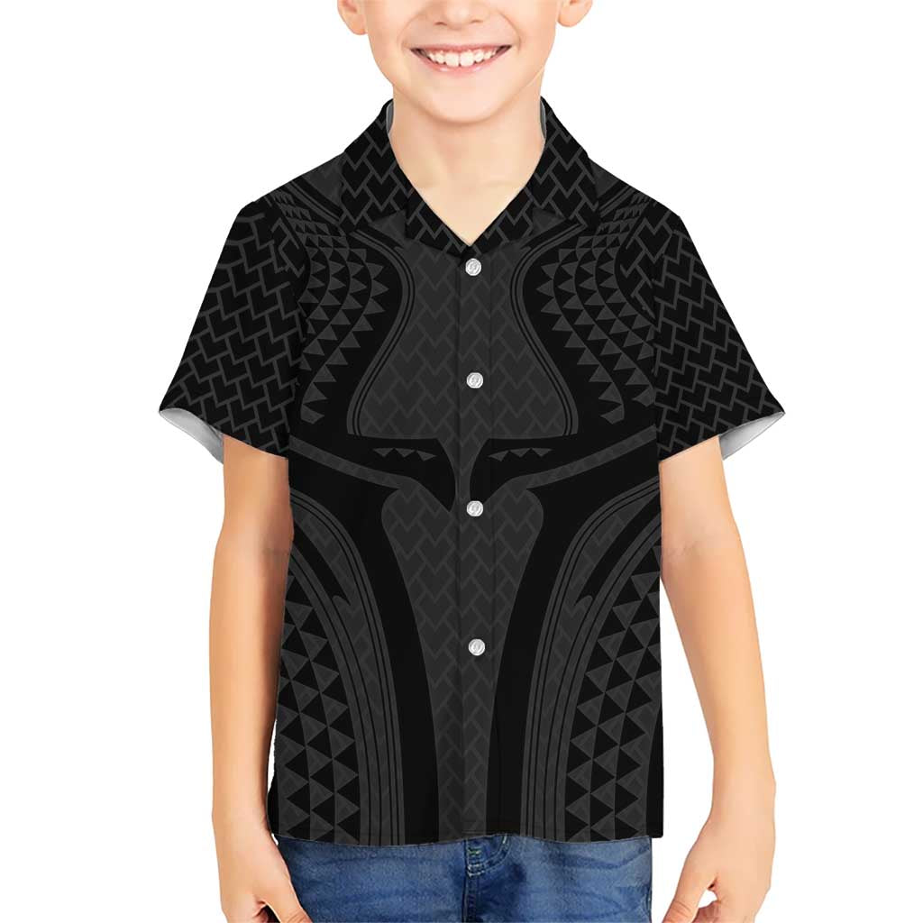 Hawaiian Kakau Art Tattoos Aquaman Style Kid Hawaiian Shirt Black Version - Polynesian Pride