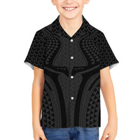 Hawaiian Kakau Art Tattoos Aquaman Style Kid Hawaiian Shirt Black Version - Polynesian Pride