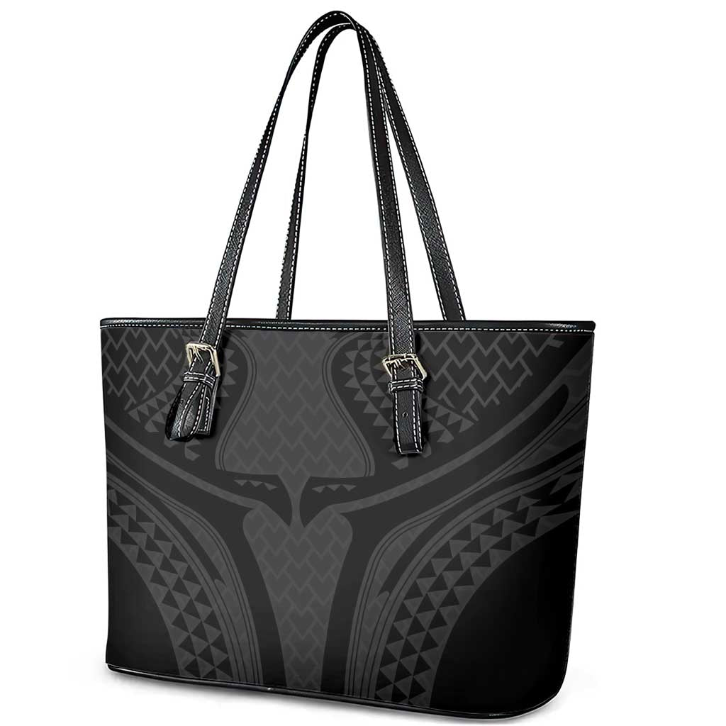 Hawaiian Kakau Art Tattoos Aquaman Style Leather Tote Bag Black Version - Polynesian Pride