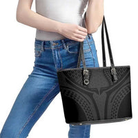 Hawaiian Kakau Art Tattoos Aquaman Style Leather Tote Bag Black Version - Polynesian Pride