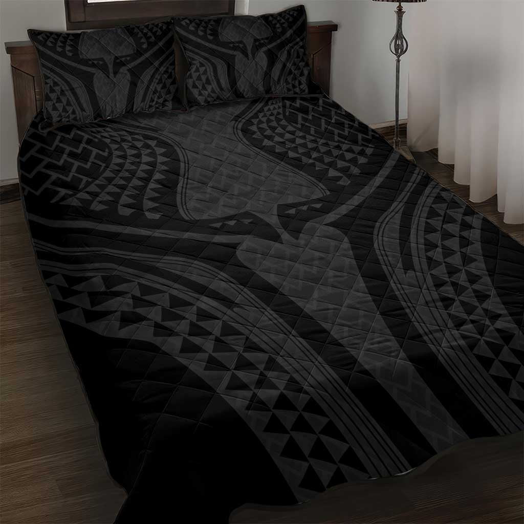 Hawaiian Kakau Art Tattoos Aquaman Style Quilt Bed Set Black Version - Polynesian Pride