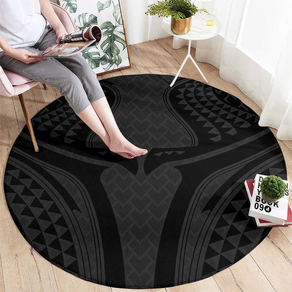 Hawaiian Kakau Art Tattoos Aquaman Style Round Carpet Black Version - Polynesian Pride