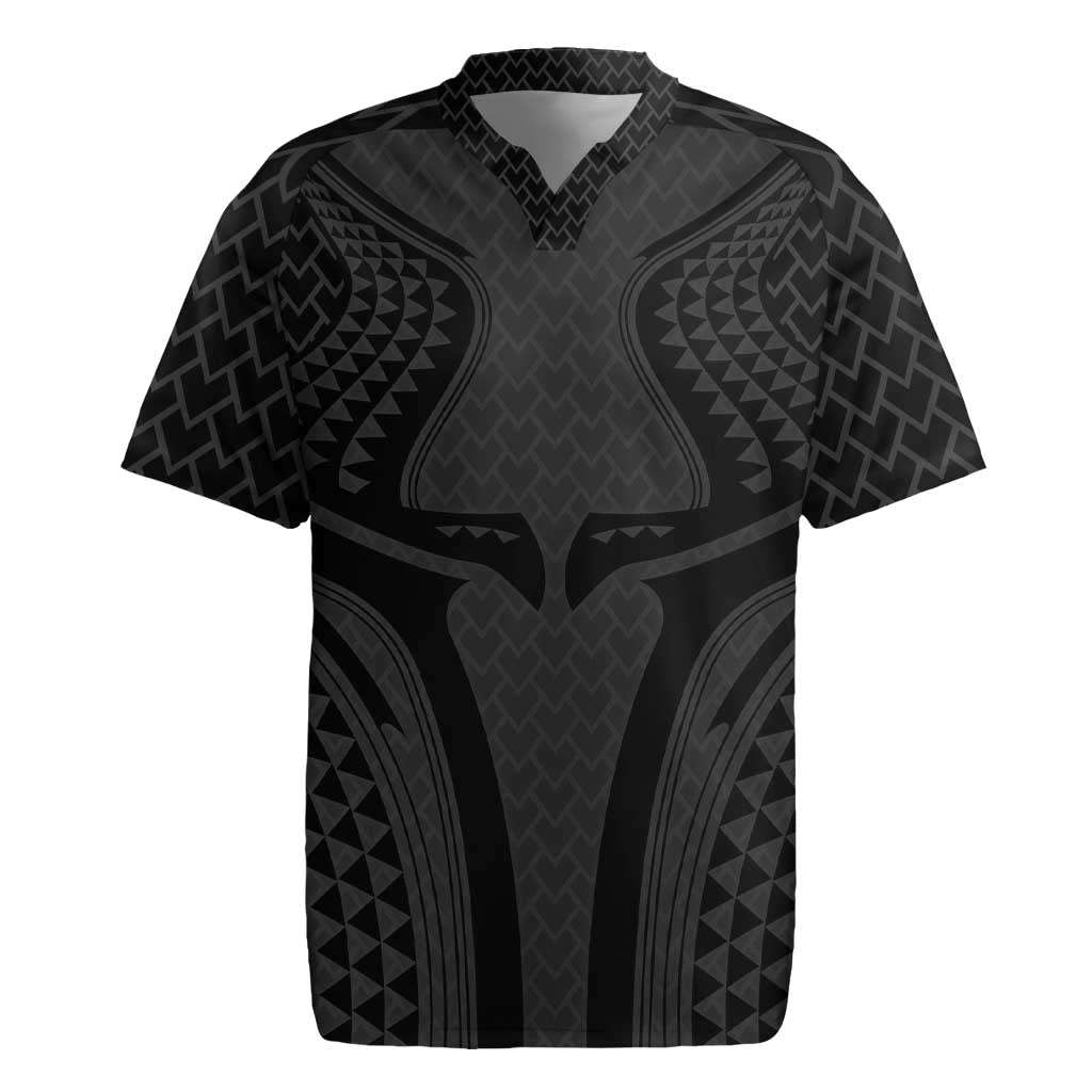 Hawaiian Kakau Art Tattoos Aquaman Style Rugby Jersey Black Version - Polynesian Pride