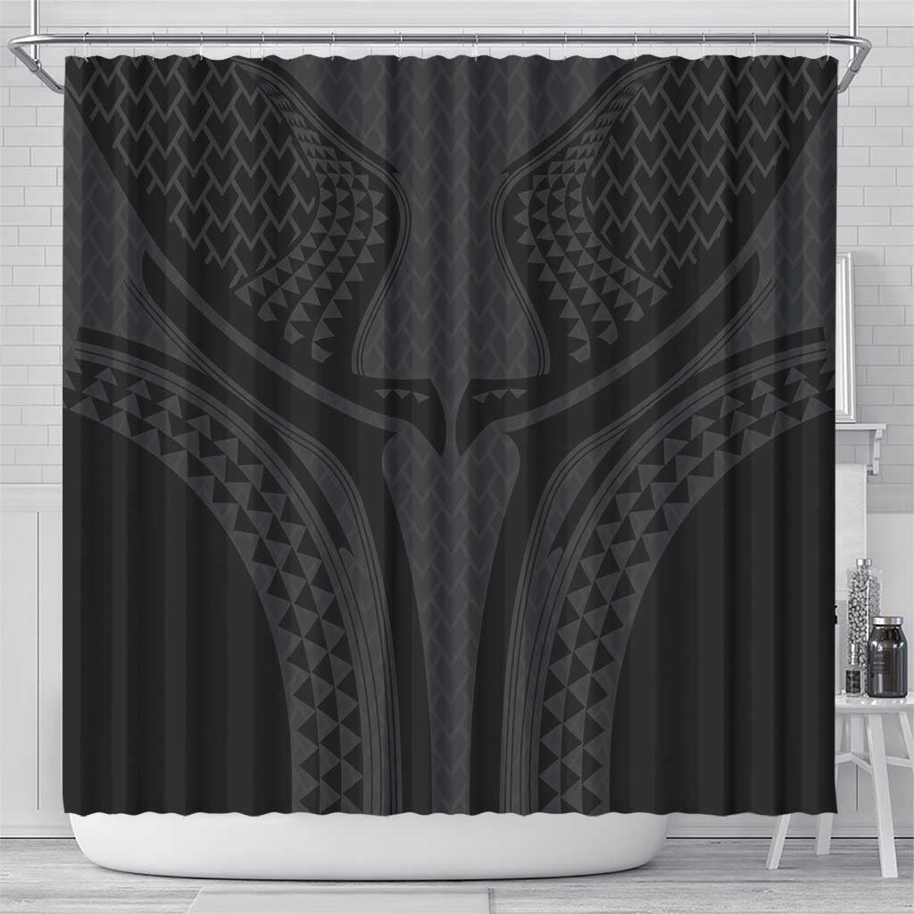 Hawaiian Kakau Art Tattoos Aquaman Style Shower Curtain Black Version LT03 - Polynesian Pride