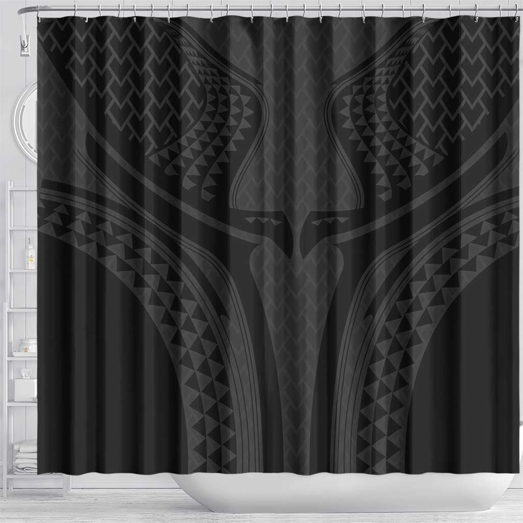 Hawaiian Kakau Art Tattoos Aquaman Style Shower Curtain Black Version LT03 - Polynesian Pride