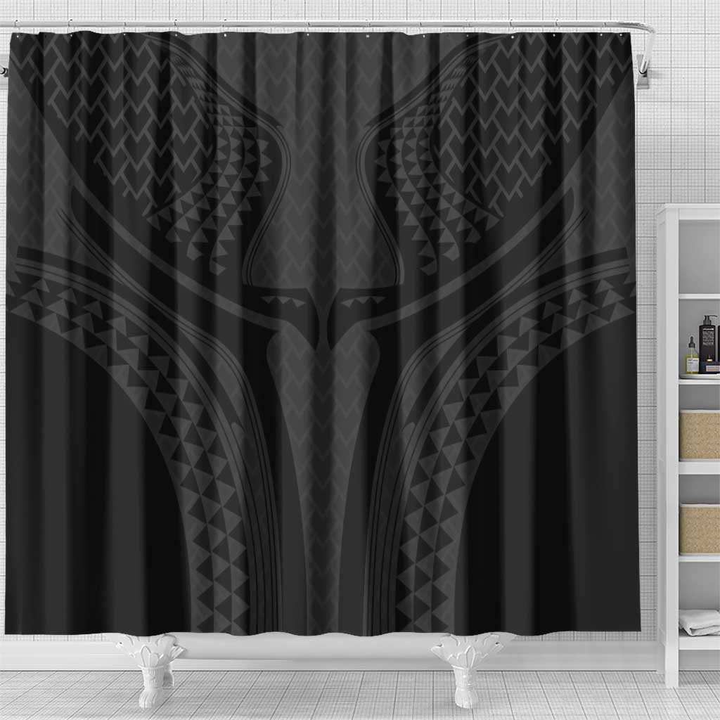 Hawaiian Kakau Art Tattoos Aquaman Style Shower Curtain Black Version LT03 - Polynesian Pride