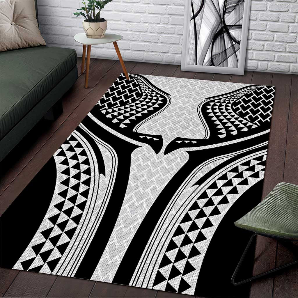 Hawaiian Kakau Art Tattoos Aquaman Style Area Rug White Version - Polynesian Pride