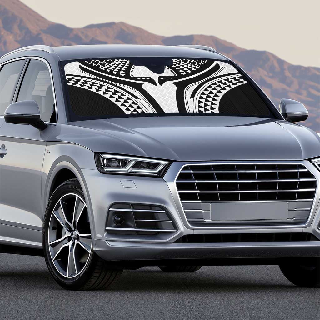 Hawaiian Kakau Art Tattoos Aquaman Style Auto Sun Shade White Version - Polynesian Pride