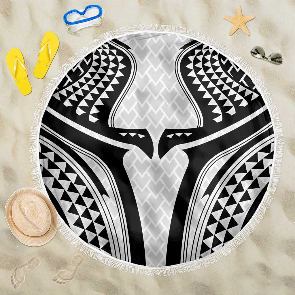Hawaiian Kakau Art Tattoos Aquaman Style Beach Blanket White Version - Polynesian Pride