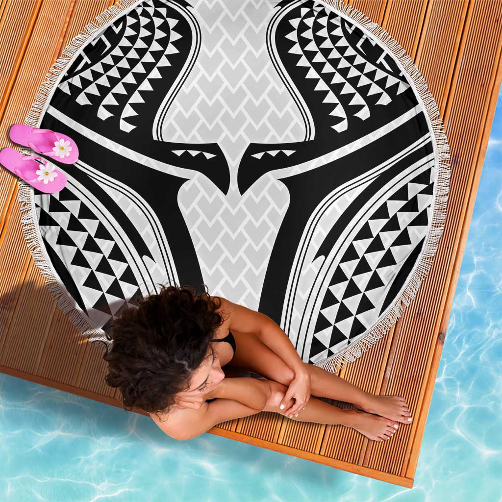 Hawaiian Kakau Art Tattoos Aquaman Style Beach Blanket White Version - Polynesian Pride
