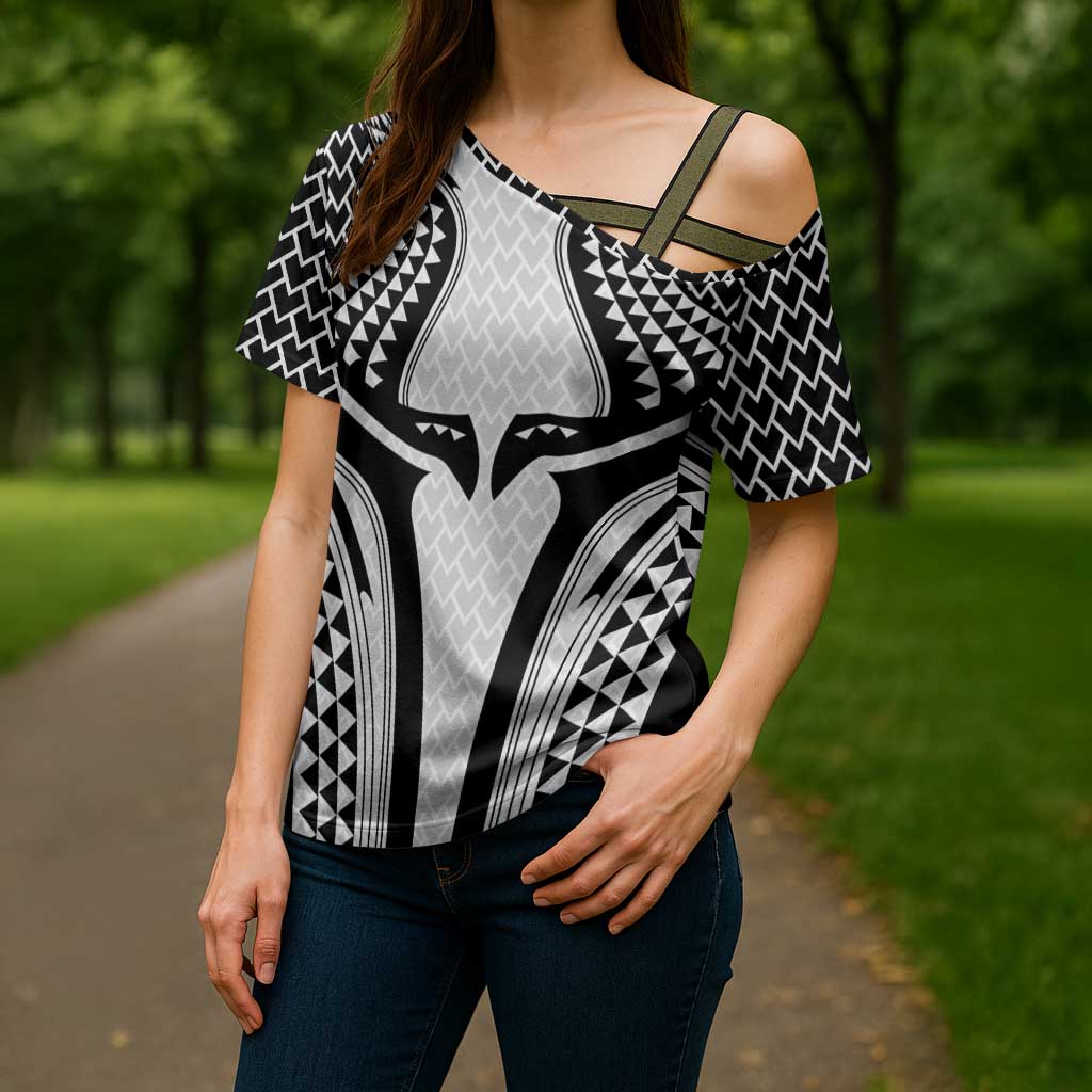 Hawaiian Kakau Art Tattoos Aquaman Style Cross Shoulder Shirt White Version - Polynesian Pride