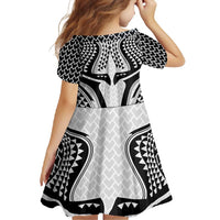 Hawaiian Kakau Art Tattoos Aquaman Style Family Matching Long Sleeve Bodycon Dress and Hawaiian Shirt White Version LT03 - Polynesian Pride